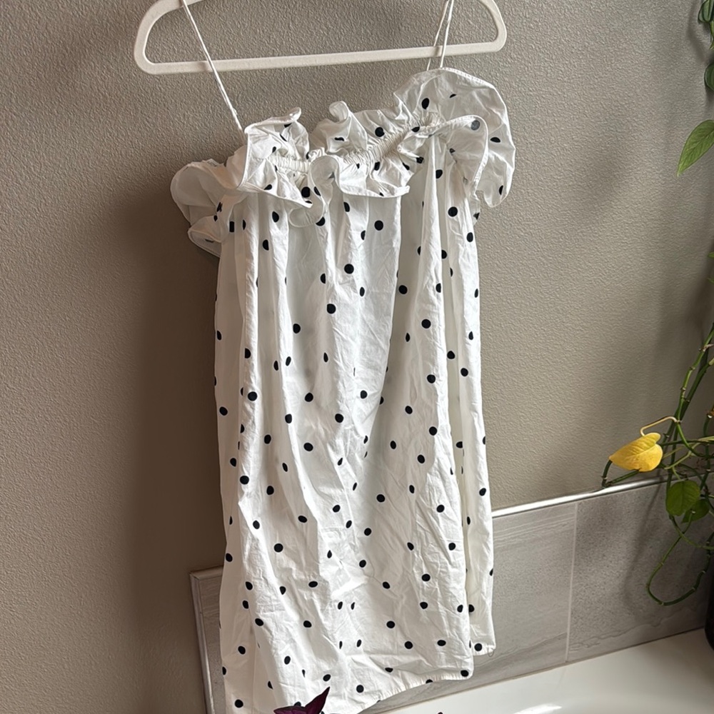 NWT H&M White Polka Dot beach dress cover up